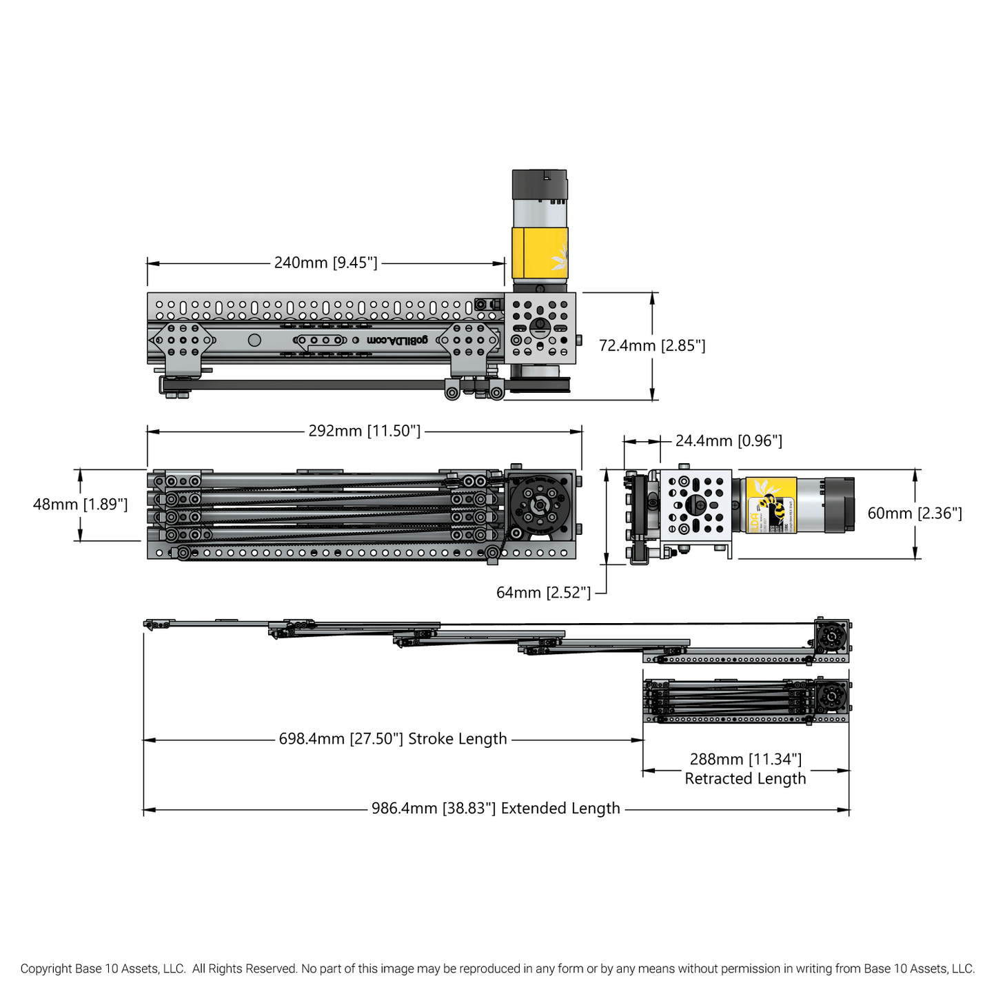 4 Stage Viper-Slide Kit (Belt-Driven, 240mm Slides)
