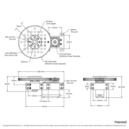Stingray-4 Servo Gearbox (0.68 sec/60°, 15 RPM, 1400 oz-in Torque, 450° Rotation)