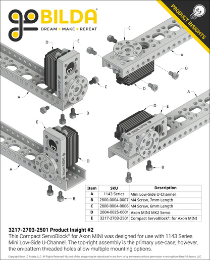 Compact ServoBlock® (27mm Width, For Axon MINI Servo, Hub-Shaft)