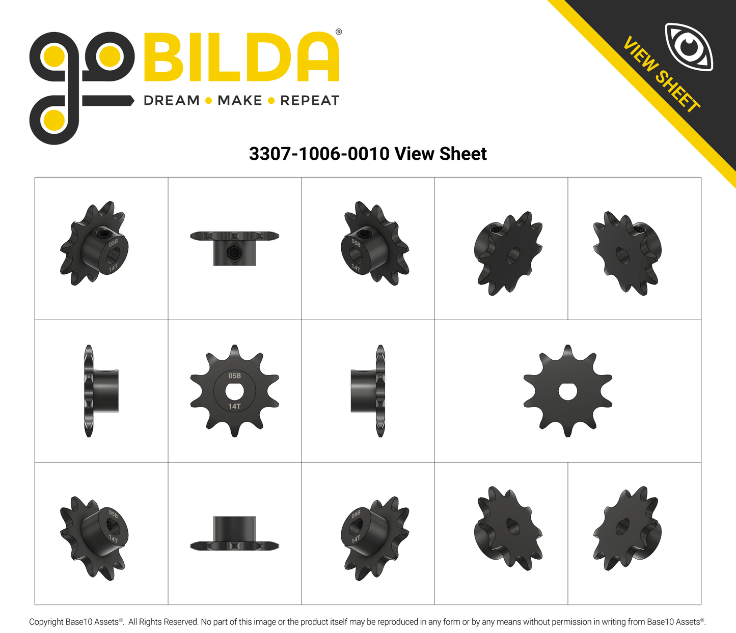 3307 Series 8mm Pitch Steel Set-Screw Sprocket (6mm D-Bore, 10 Tooth)