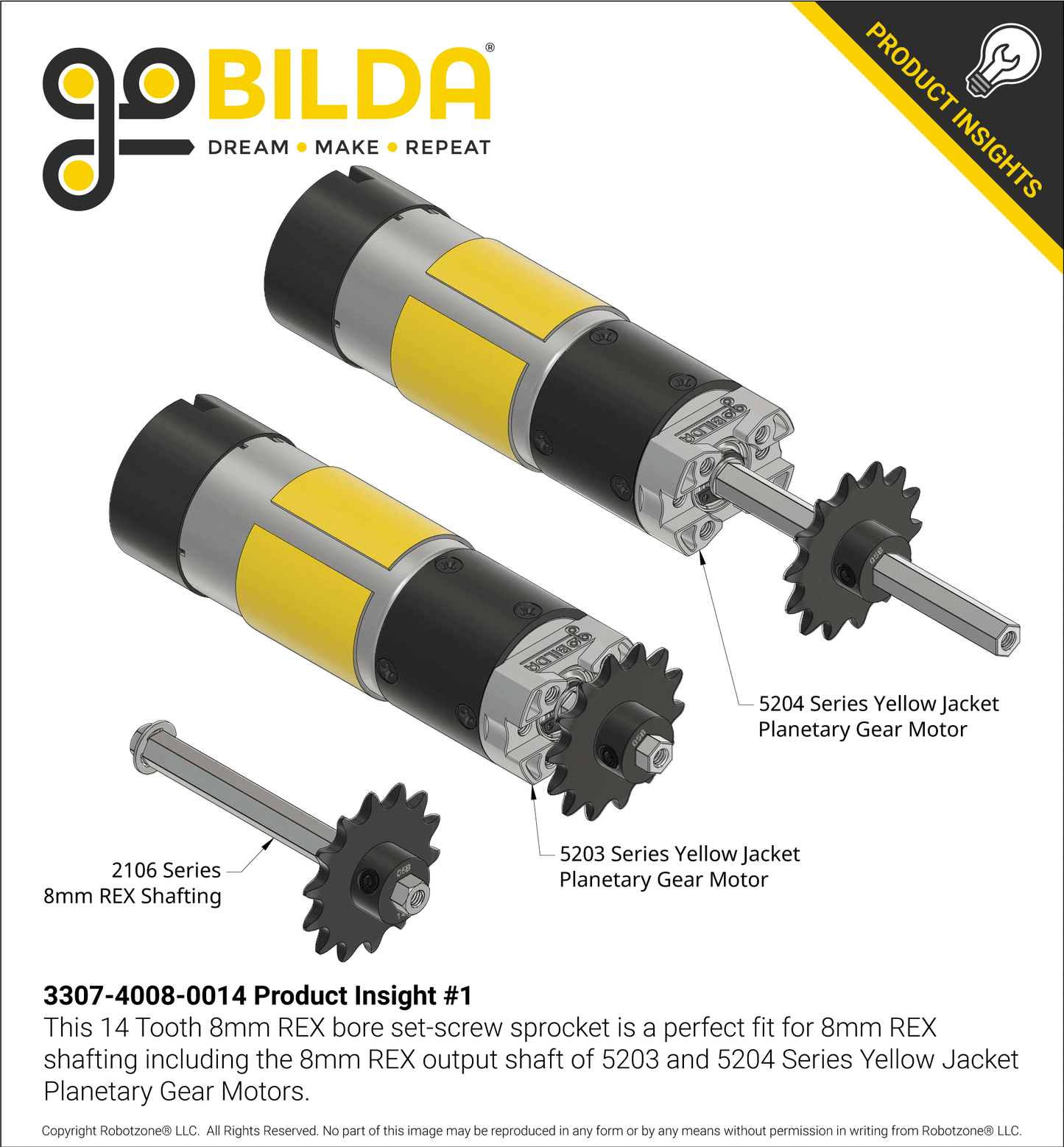 8mm Pitch Steel Clamping Sprocket (8mm REX™ Bore, 14 Tooth)