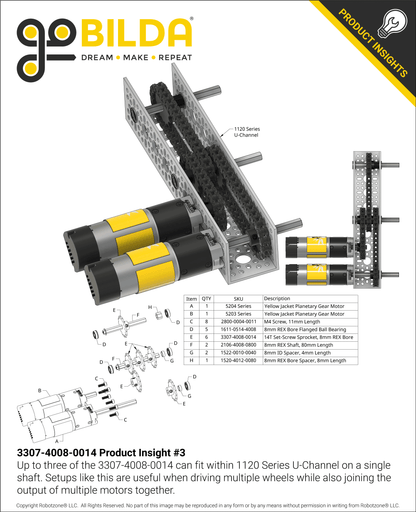 8mm Pitch Steel Clamping Sprocket (8mm REX™ Bore, 14 Tooth)