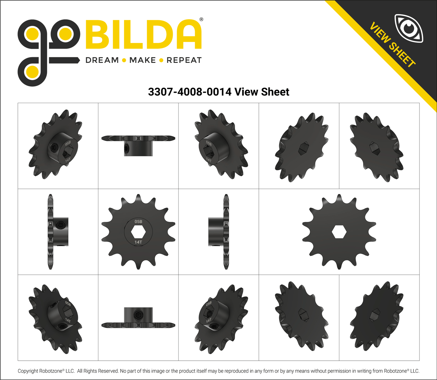 8mm Pitch Steel Clamping Sprocket (8mm REX™ Bore, 14 Tooth)
