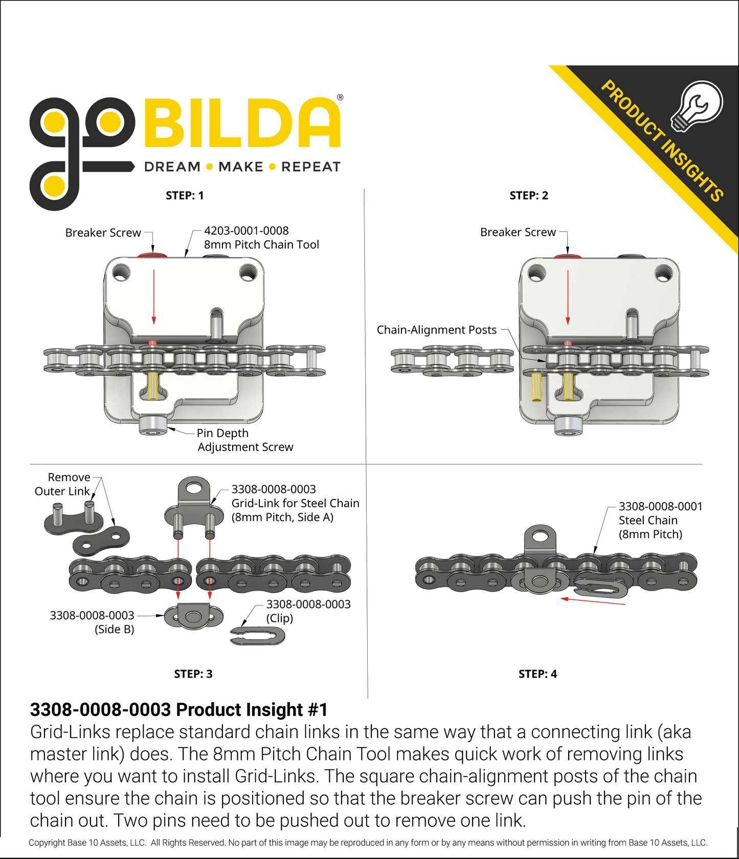 Grid-Link for 8mm Pitch Steel Chain - 6 Pack