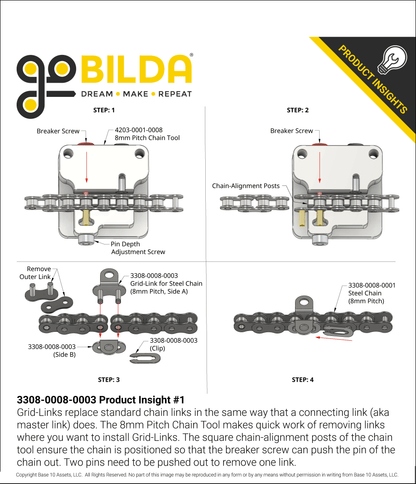Grid-Link for 8mm Pitch Steel Chain - 6 Pack