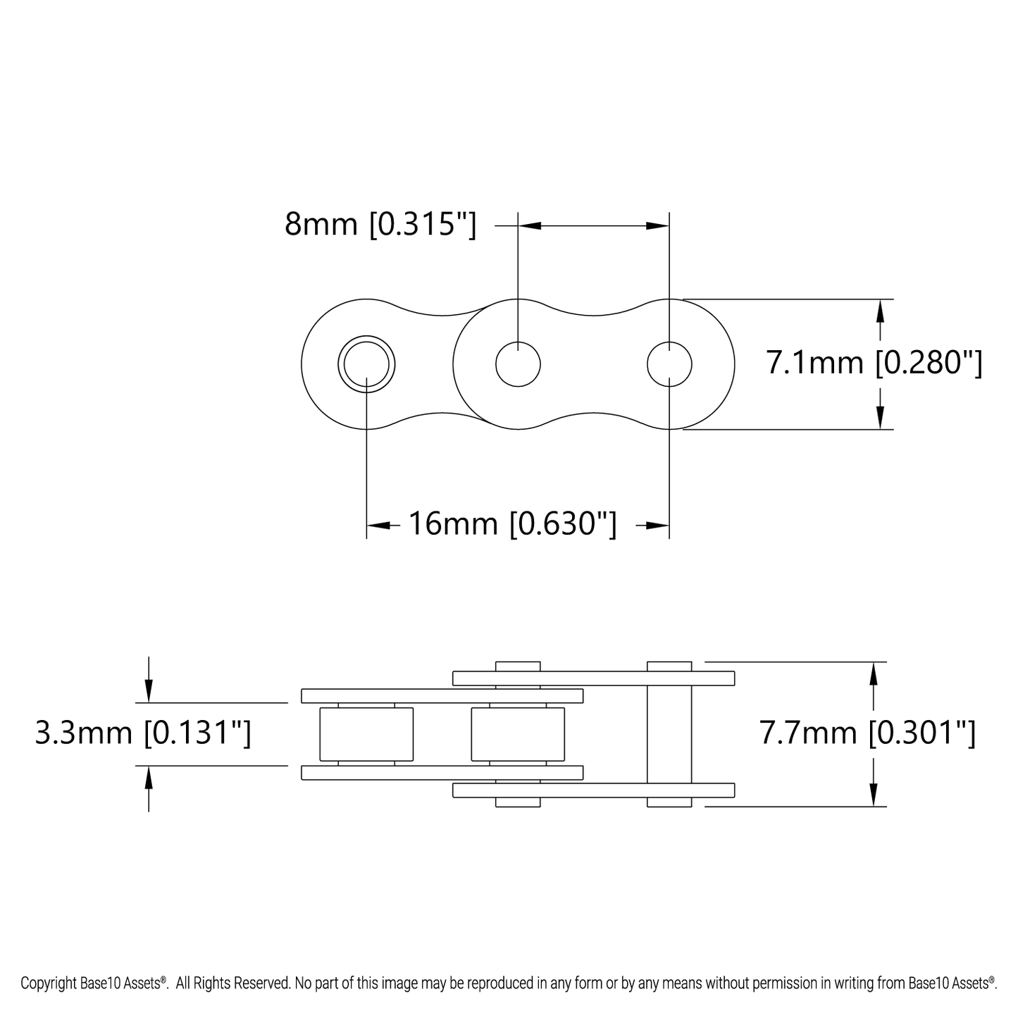 8mm Pitch Steel Chain Loop