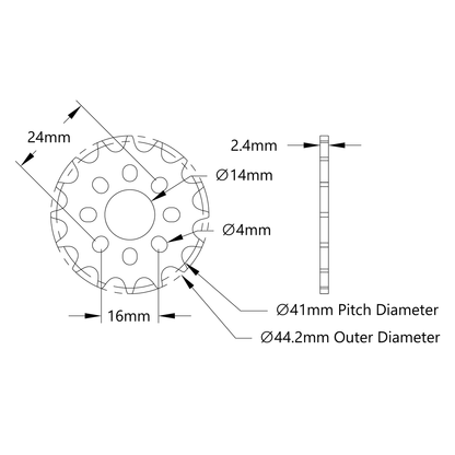 8mm Pitch Acetal Hub-Mount Sprocket (14mm Bore)