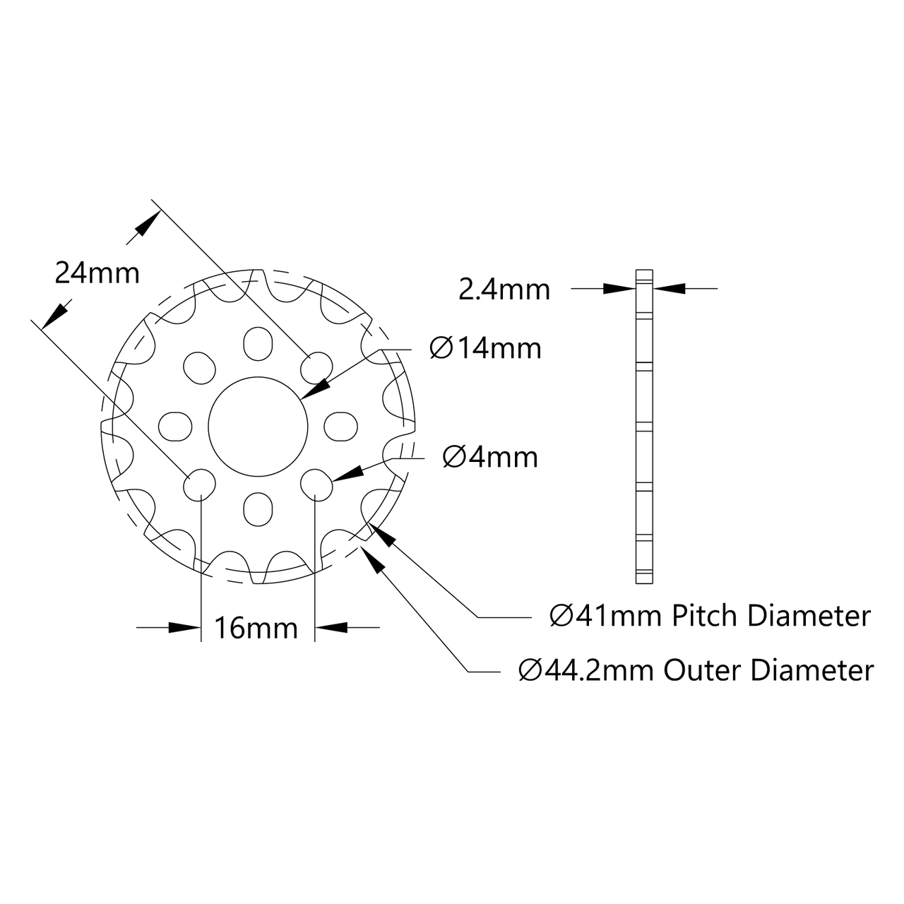 8mm Pitch Acetal Hub-Mount Sprocket (14mm Bore)