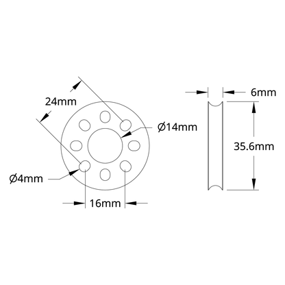 3400 Series Hub Mount Round Belt Pulley (14mm Bore)