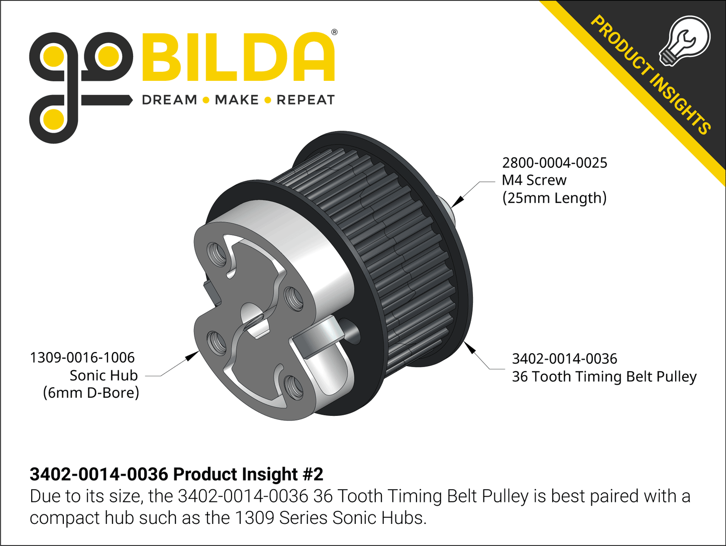 3402 Series 3mm HTD Pitch Plastic Hub Mount Timing Belt Pulley (14mm Bore)