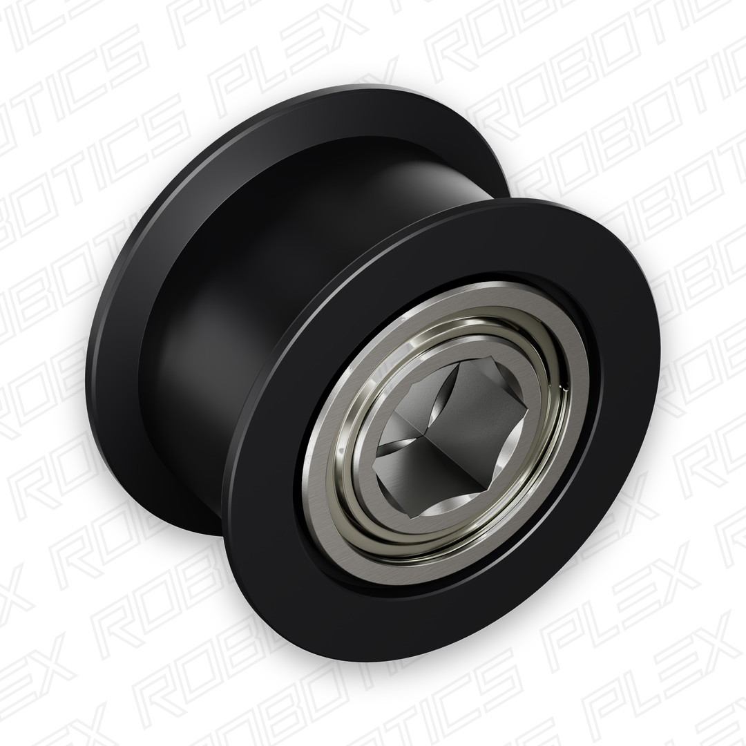 Dual-Bearing Timing Belt Idler Pulley (8mm REX™ Bore, 18.5mm Diameter, 9.5mm Inside Width)