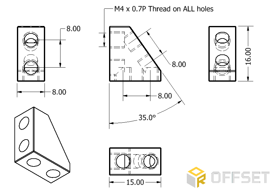 Offset Angled Mounting Block Bundle (56 pack)