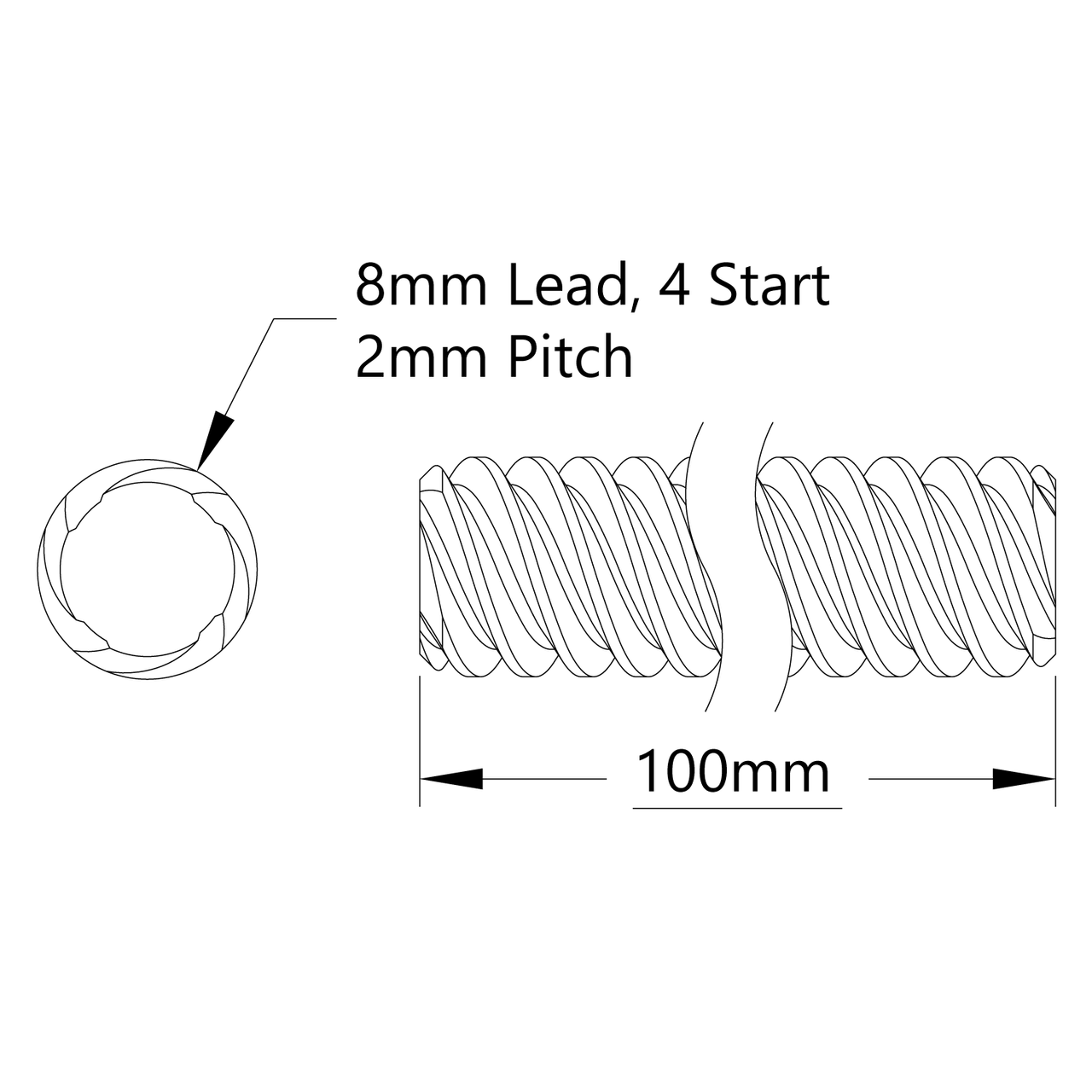 3501 Series Lead Screw (8mm Lead, 4 Start)