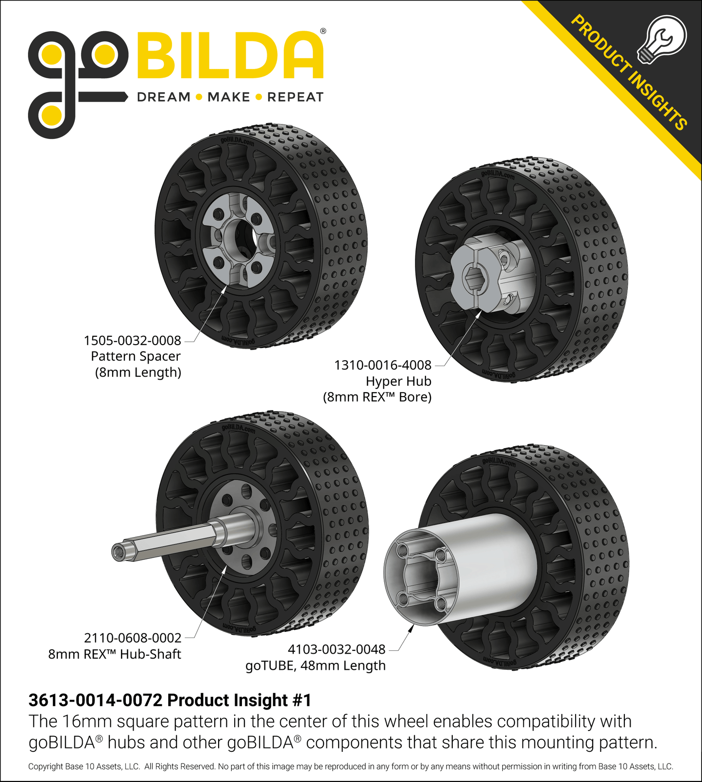 GripForce Gecko™ Wheel (14mm Bore, 72mm Diameter)