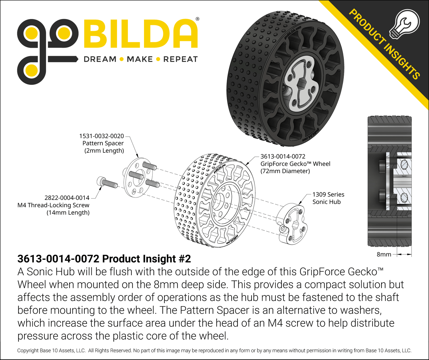 GripForce Gecko™ Wheel (14mm Bore, 72mm Diameter)