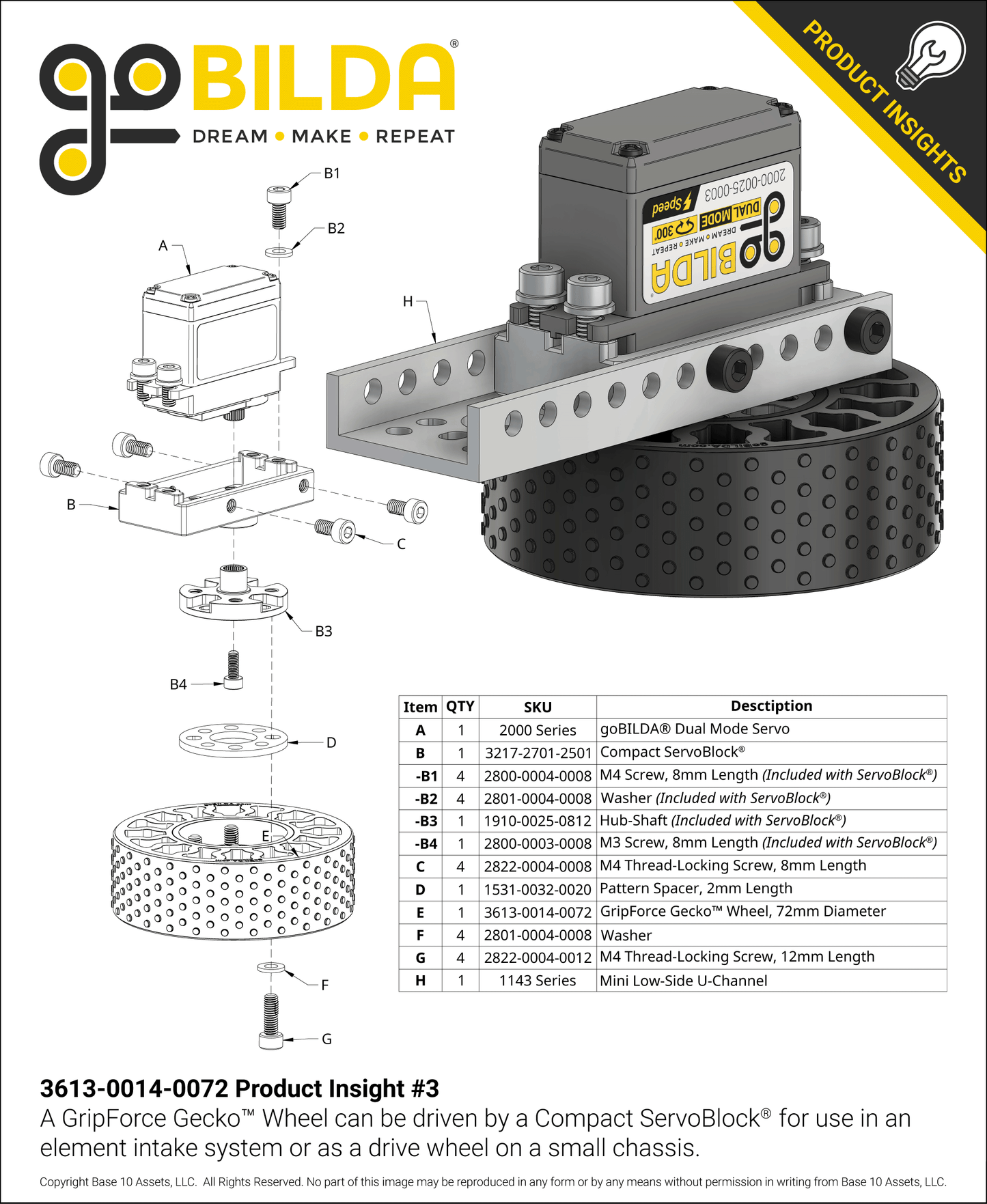 GripForce Gecko™ Wheel (14mm Bore, 72mm Diameter)