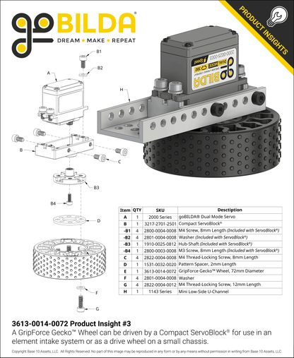 GripForce Gecko™ Wheel (14mm Bore, 72mm Diameter)