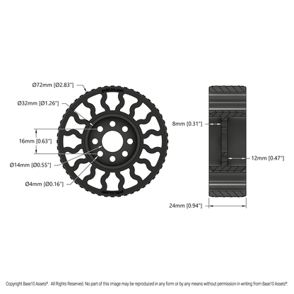 GripForce Gecko™ Wheel (14mm Bore, 72mm Diameter)