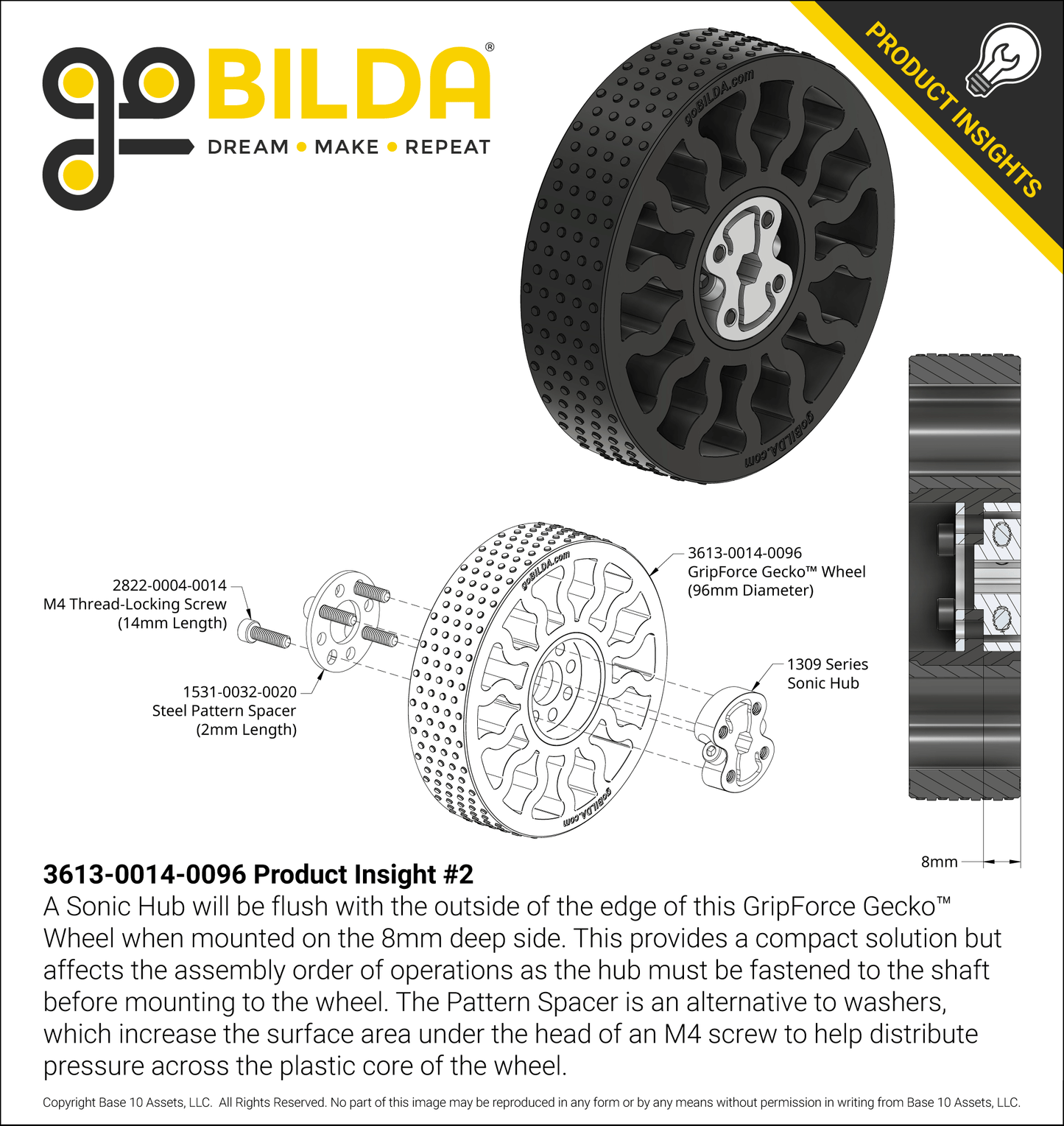 GripForce Gecko™ Wheel (14mm Bore, 96mm Diameter)