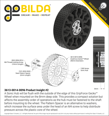 GripForce Gecko™ Wheel (14mm Bore, 96mm Diameter)