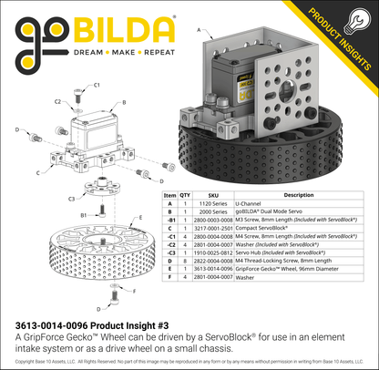 GripForce Gecko™ Wheel (14mm Bore, 96mm Diameter)