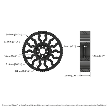GripForce Gecko™ Wheel (14mm Bore, 96mm Diameter)