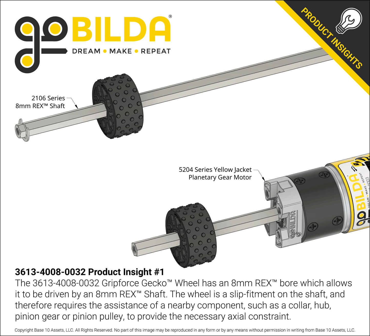 GripForce Gecko™ Wheel (8mm REX™ Bore, 32mm Diameter)