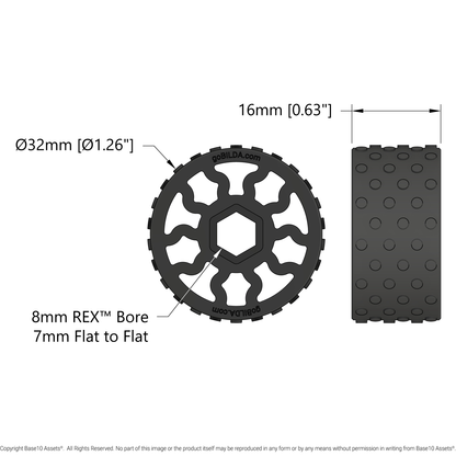 GripForce Gecko™ Wheel (8mm REX™ Bore, 32mm Diameter)