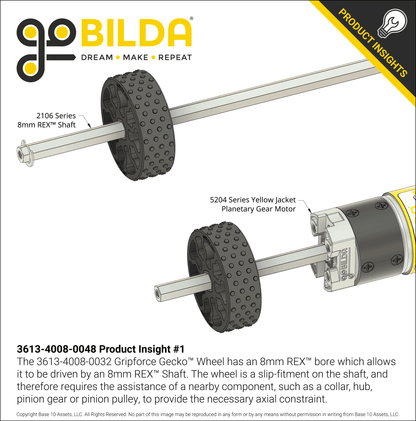GripForce Gecko™ Wheel (8mm REX™ Bore, 48mm Diameter)