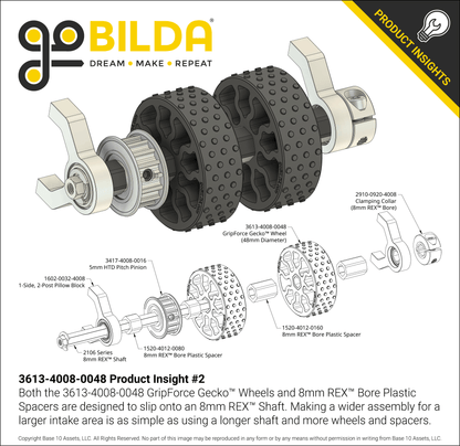 GripForce Gecko™ Wheel (8mm REX™ Bore, 48mm Diameter)