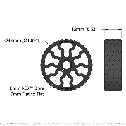 GripForce Gecko™ Wheel (8mm REX™ Bore, 48mm Diameter)