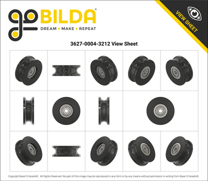 U-Wheel (8mm Groove, 4mm ID Bearings, 32mm Diameter) - 2 Pack