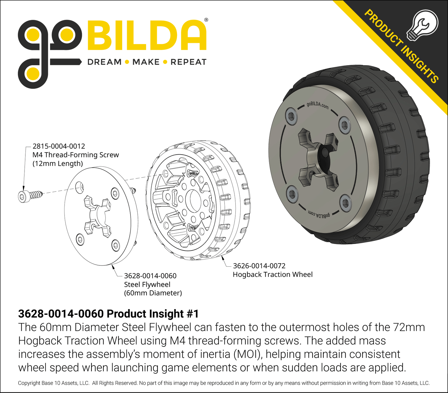 Steel Flywheel (60mm Diameter, 115g, 551 g·cm²)