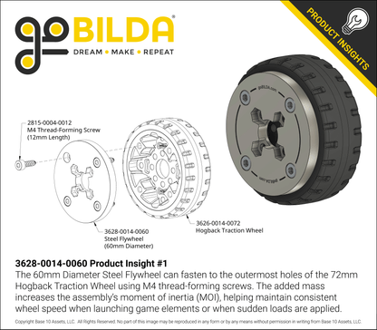 Steel Flywheel (60mm Diameter, 115g, 551 g·cm²)