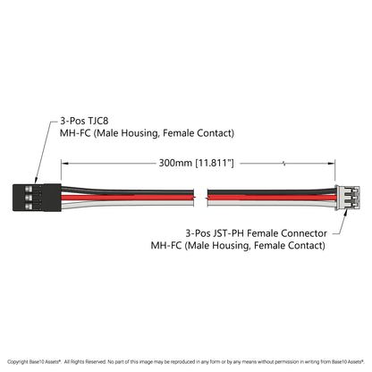 3-Pos TJC8 [MH-FC] to 3-Pos JST PH [MH-FC] Adaptor (300mm Length)