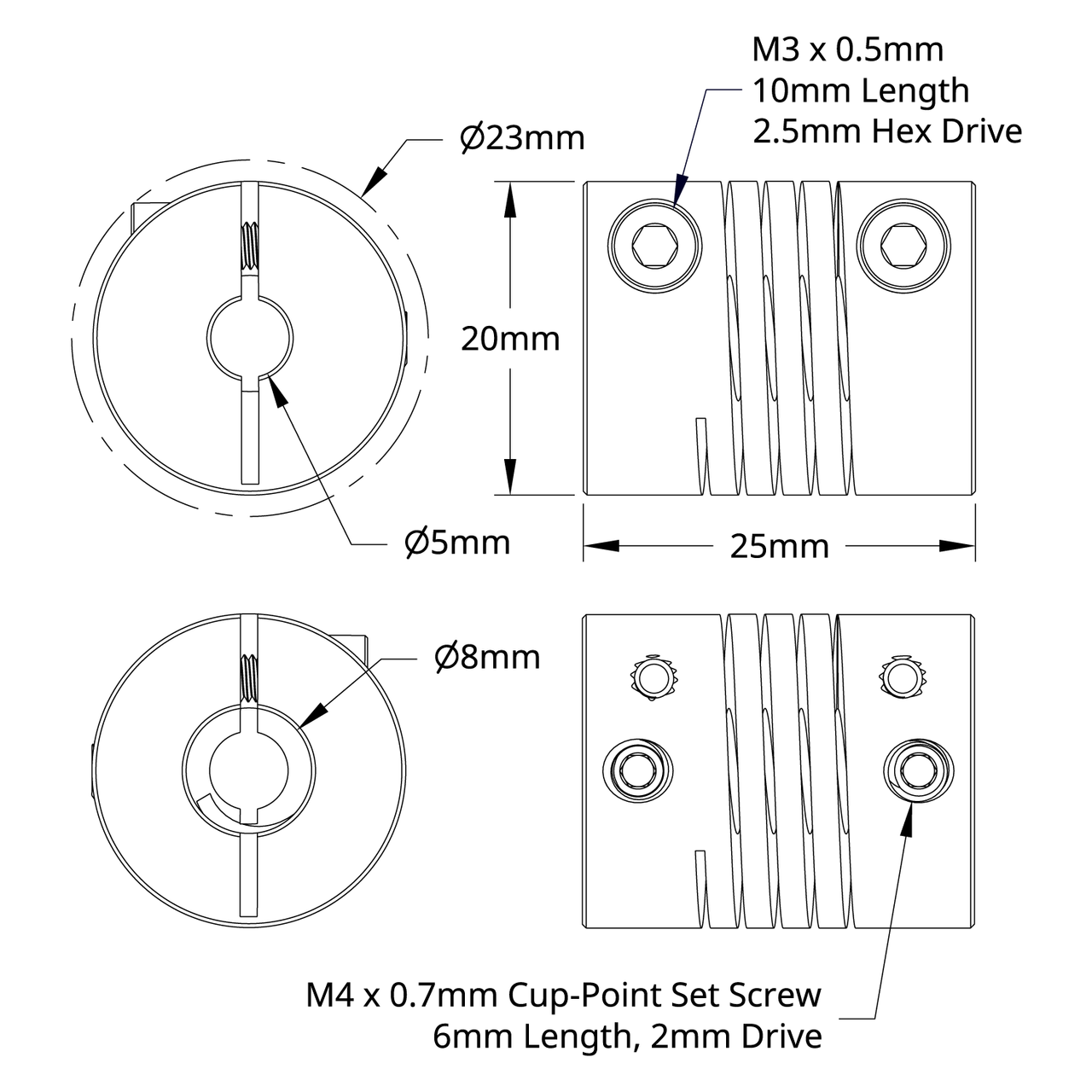 4002 Series Flexible Clamping Shaft Coupler