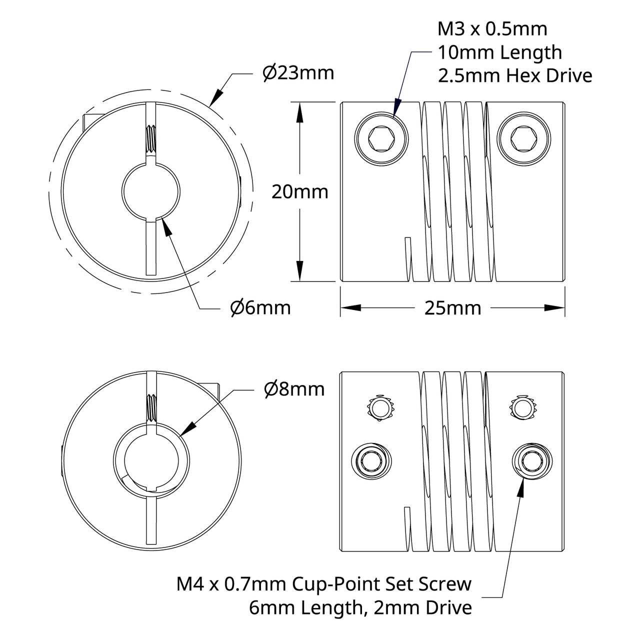 4002 Series Flexible Clamping Shaft Coupler