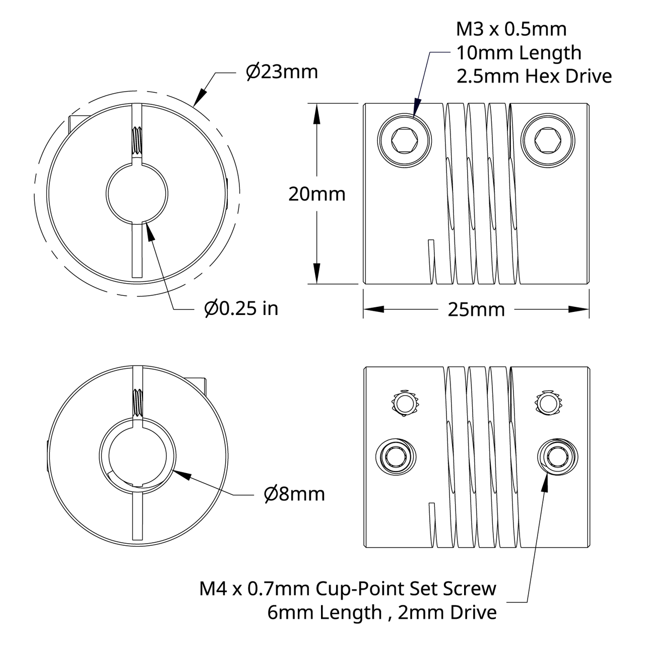 4002 Series Flexible Clamping Shaft Coupler