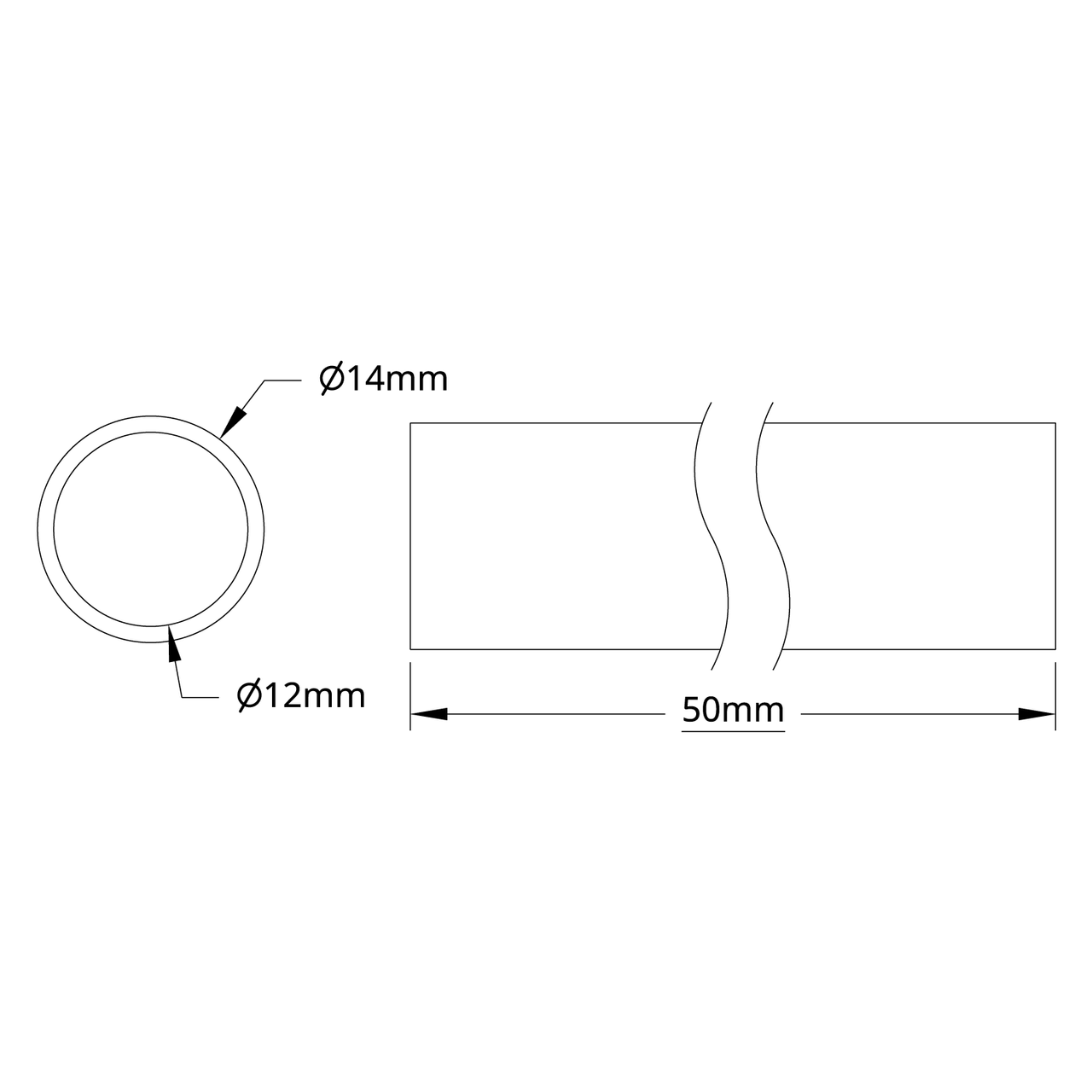 4100 Series Aluminum Tube (12mm ID x 14mm OD)