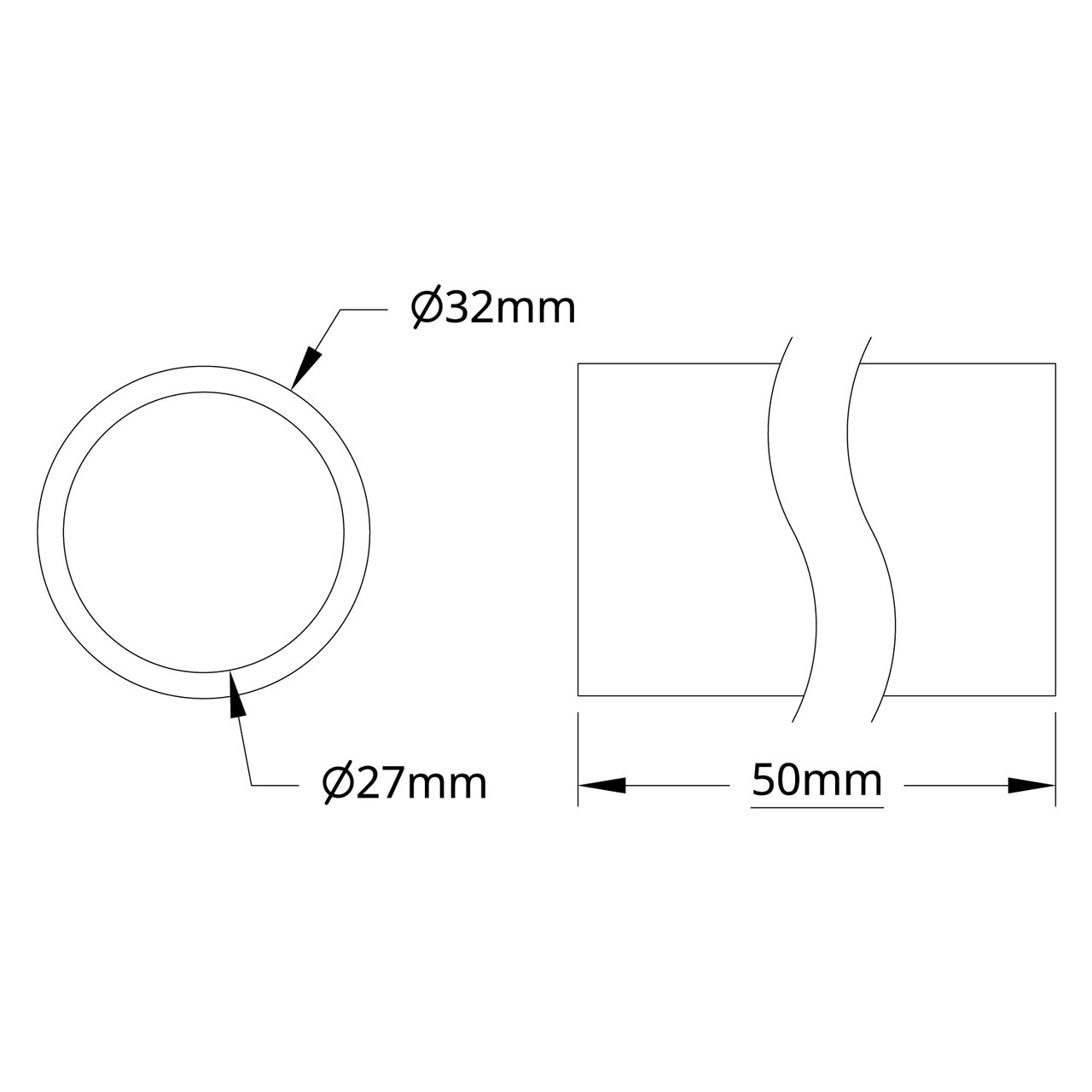 4100 Series Aluminum Tube (27mm ID x 32mm OD)