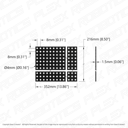 Transparent Black Polycarbonate Grid Plate (1.5mm Thickness, 27 x 44 Hole, 216 x 352mm)