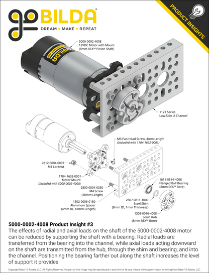5000 Series 12VDC Motor with 8mm REX™ Pinion Shaft