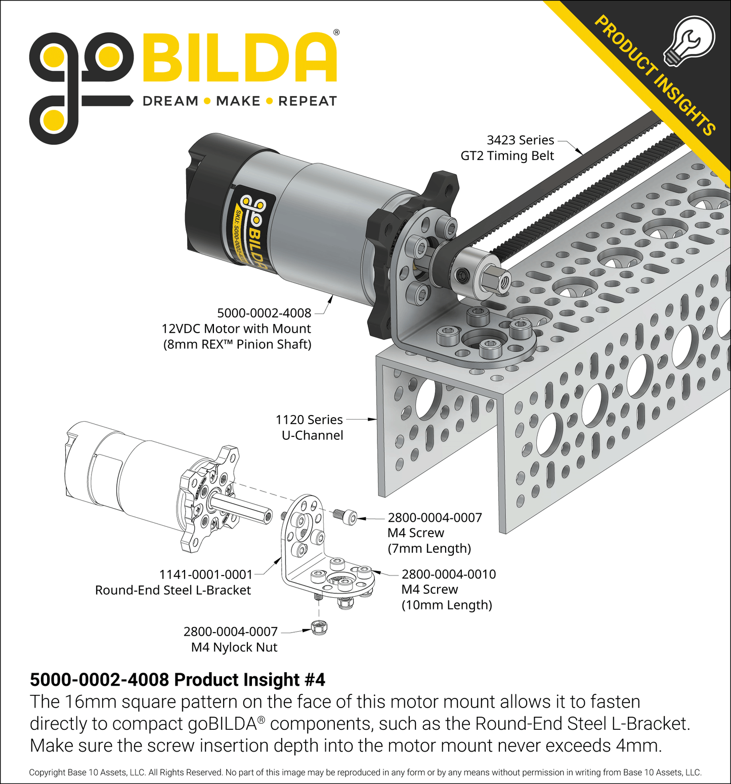 5000 Series 12VDC Motor with 8mm REX™ Pinion Shaft