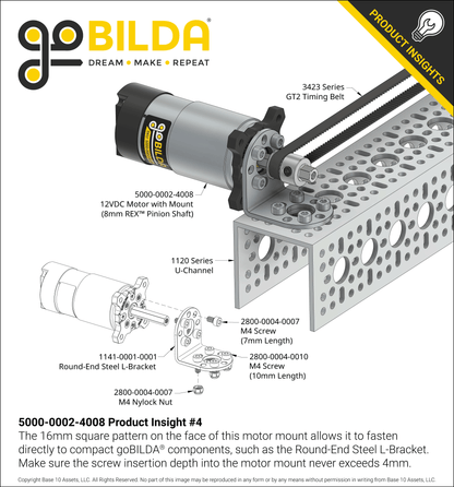 5000 Series 12VDC Motor with 8mm REX™ Pinion Shaft