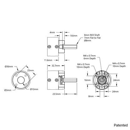 5103 Series Planetary Gearbox (24mm Length 8mm REX™ Shaft)