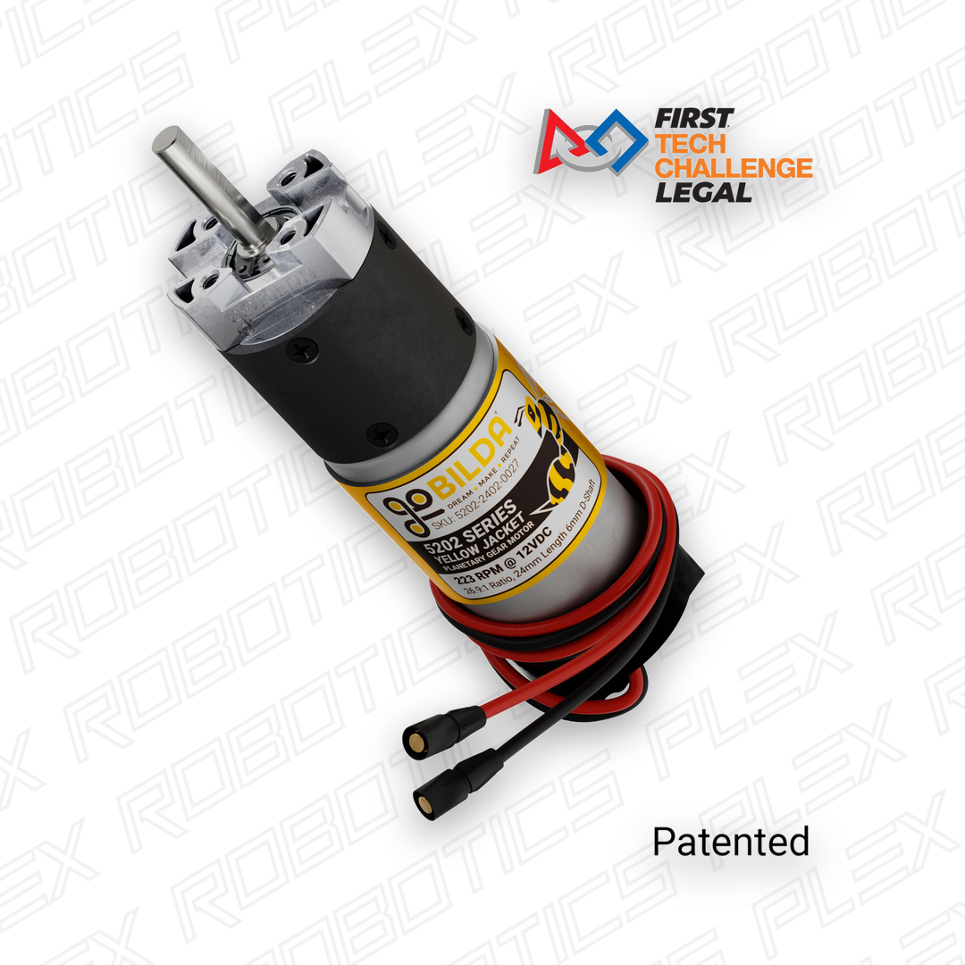 5202 Series Yellow Jacket Planetary Gear Motor (26.9:1 Ratio, 24mm Length 6mm D-Shaft, 223 RPM, ⌀36mm Gearbox, 3.3 - 5V Encoder)