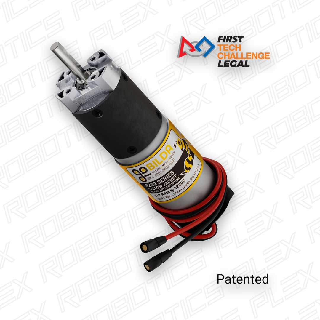 5202 Series Yellow Jacket Planetary Gear Motor (50.9:1 Ratio, 24mm Length 6mm D-Shaft, 117 RPM, ⌀36mm Gearbox, 3.3 - 5V Encoder)