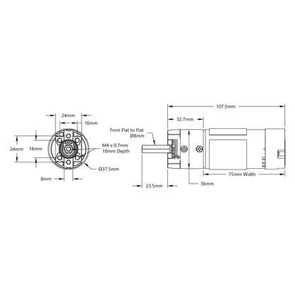 5203 Series Yellow Jacket Planetary Gear Motor (5.2:1 Ratio, 24mm Length 8mm REX® Shaft, 1150 RPM, 3.3 - 5V Encoder)