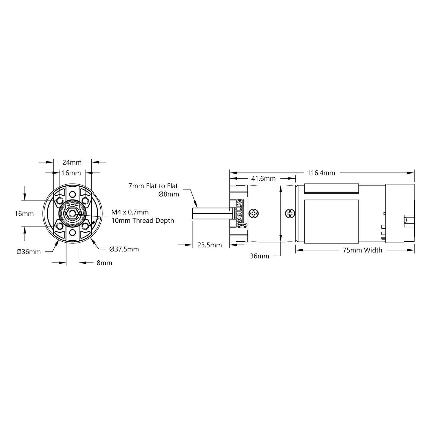 5203 Series Yellow Jacket Planetary Gear Motor (13.7:1 Ratio, 24mm Length 8mm REX® Shaft, 435 RPM, 3.3 - 5V Encoder)