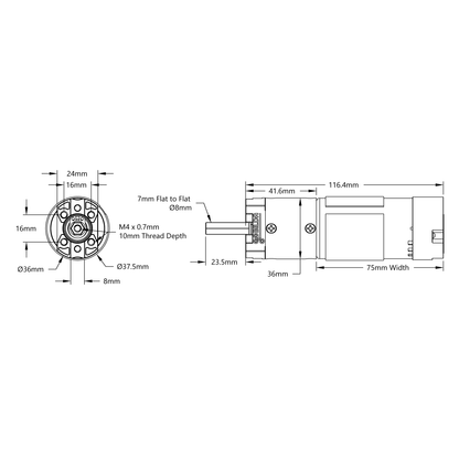 5203 Series Yellow Jacket Planetary Gear Motor (26.9:1 Ratio, 24mm Length 8mm REX® Shaft, 223 RPM, 3.3 - 5V Encoder)